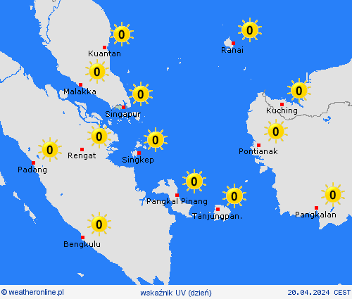 wskaźnik uv Singapur Azja mapy prognostyczne