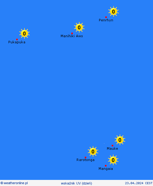 wskaźnik uv Wyspy Cooka Oceania mapy prognostyczne