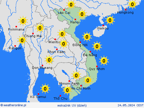 wskaźnik uv Wietnam Azja mapy prognostyczne
