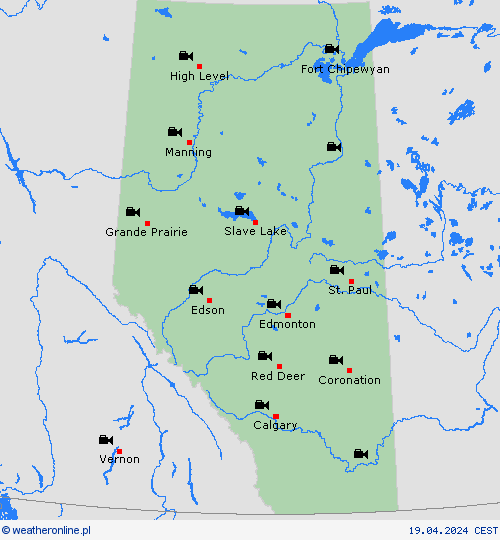 webcam Alberta Ameryka Północna mapy prognostyczne