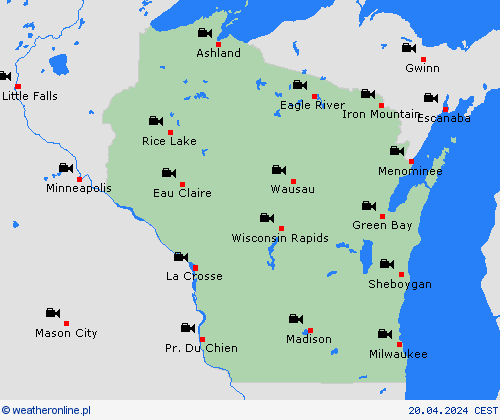 webcam Wisconsin Ameryka Północna mapy prognostyczne