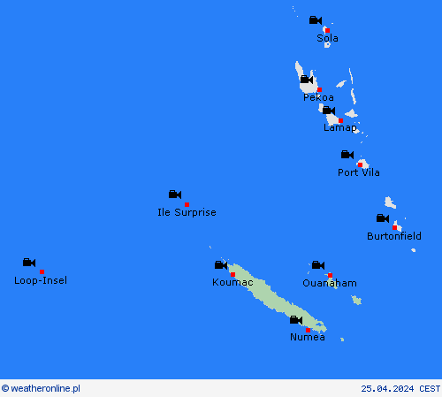 webcam Nowa Kaledonia Oceania mapy prognostyczne