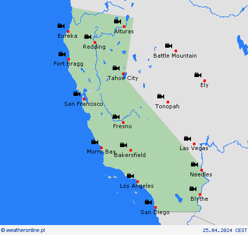 webcam Kalifornia Ameryka Północna mapy prognostyczne