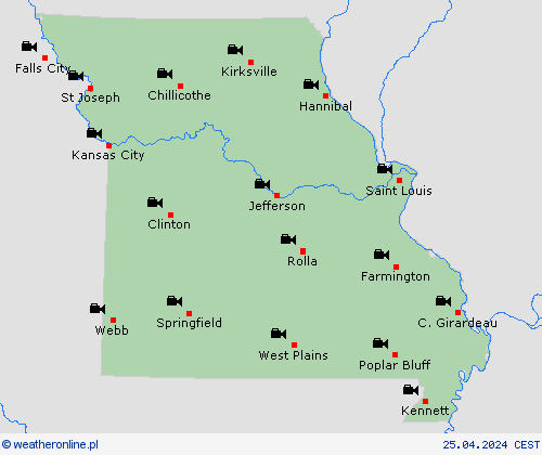 webcam Missouri Ameryka Północna mapy prognostyczne