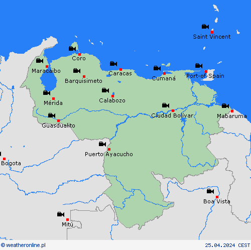 webcam Wenezuela Ameryka Południowa mapy prognostyczne