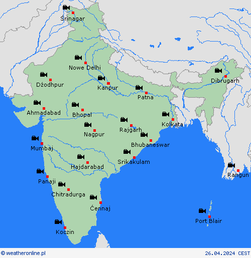 webcam Indie Azja mapy prognostyczne