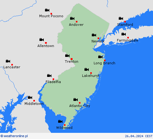 webcam New Jersey Ameryka Północna mapy prognostyczne