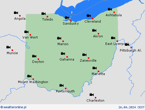 webcam Ohio Ameryka Północna mapy prognostyczne