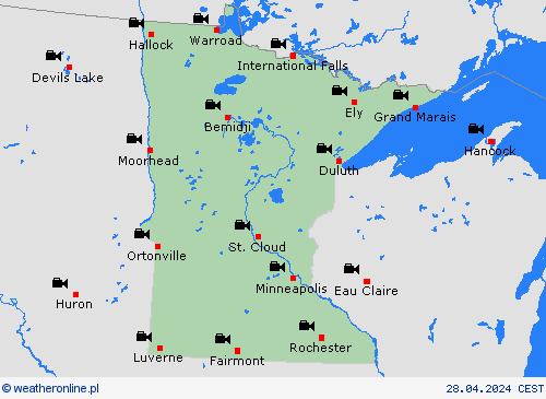 webcam Minnesota Ameryka Północna mapy prognostyczne