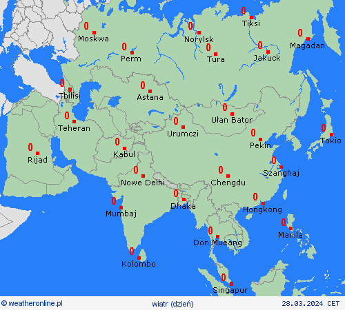 wiatr  Azja mapy prognostyczne
