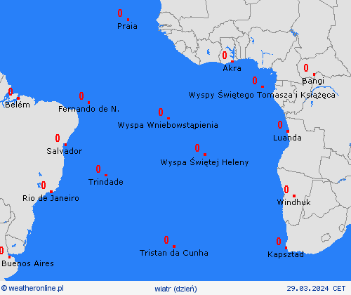 wiatr Wyspy Atlantyckie Afryka mapy prognostyczne