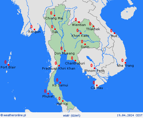 wiatr Tajlandia Azja mapy prognostyczne
