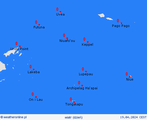 wiatr Tonga Oceania mapy prognostyczne