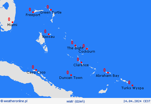 wiatr Bahamy Ameryka Środkowa mapy prognostyczne