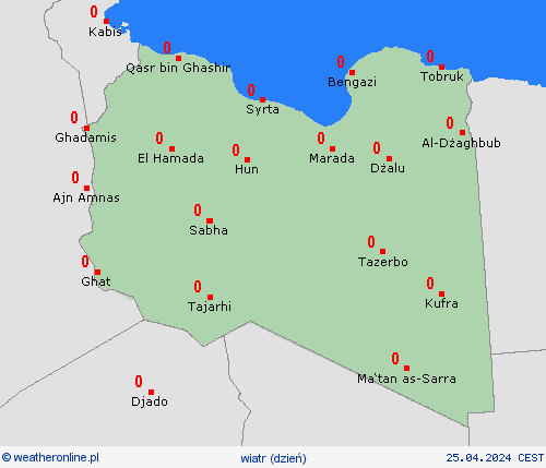 wiatr Libia Afryka mapy prognostyczne