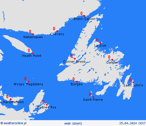 wiatr Saint-Pierre i Miquelon Ameryka Północna mapy prognostyczne