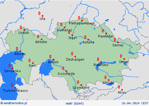 wiatr Kazachstan Azja mapy prognostyczne