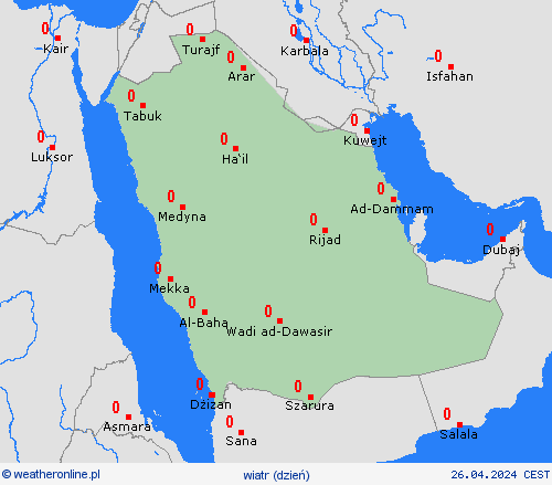 wiatr Arabia Saudyjska Azja mapy prognostyczne