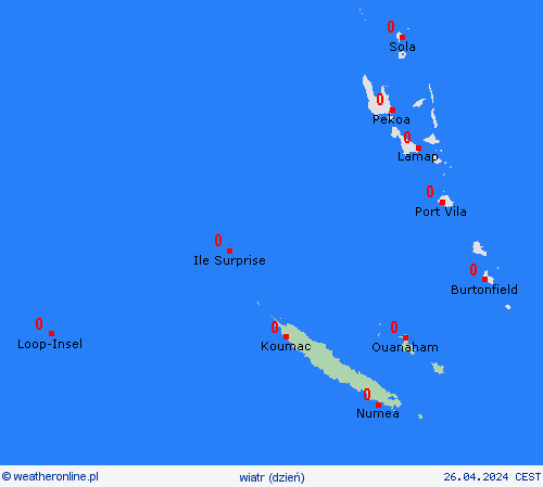 wiatr Nowa Kaledonia Oceania mapy prognostyczne