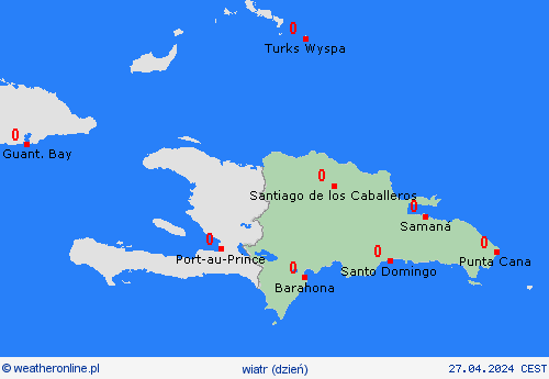 wiatr Dominikana Ameryka Środkowa mapy prognostyczne