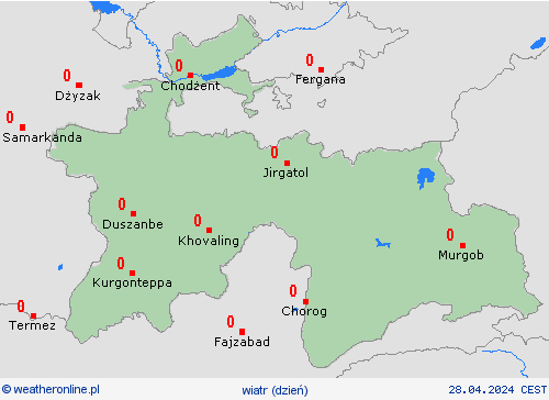 wiatr Tadżykistan Azja mapy prognostyczne