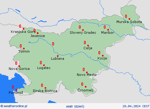 wiatr Słowenia Europa mapy prognostyczne