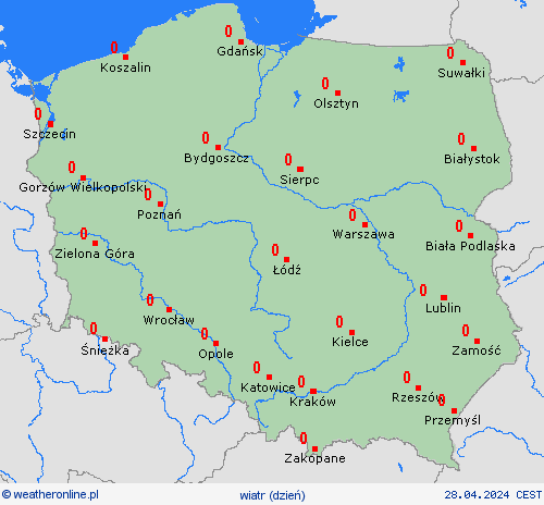 wiatr  Polska mapy prognostyczne