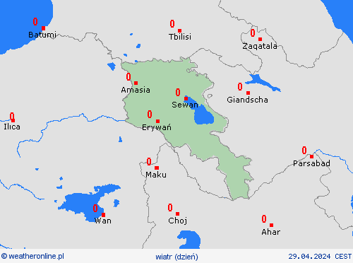 wiatr Armenia Azja mapy prognostyczne