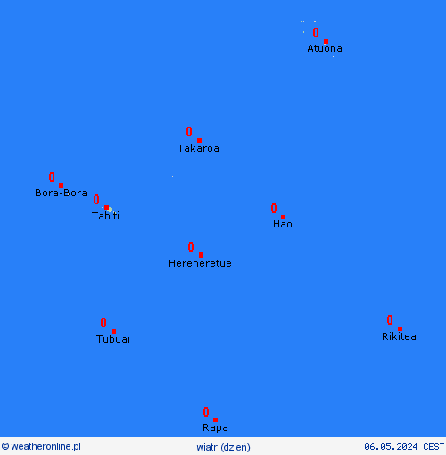 wiatr Polinezja Francuska Oceania mapy prognostyczne