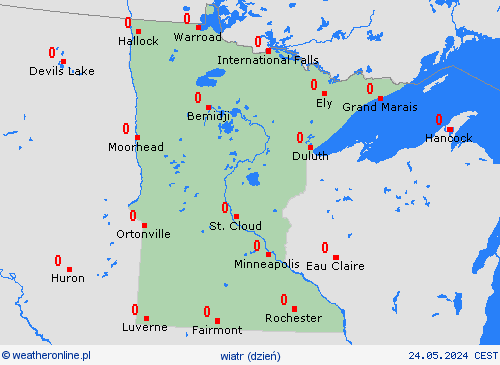 wiatr Minnesota Ameryka Północna mapy prognostyczne