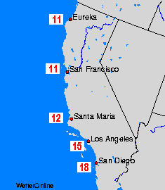 California mapy temperatury morza