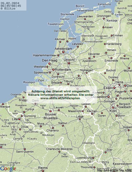 Piorun Holandia 07:45 UTC pon., 26.02.2024