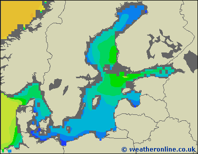 Morze Bałtyckie S - wysokości fali morskiej - pon., 18.12. 19:00 CET