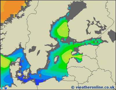 Morze Bałtyckie S - wysokości fali morskiej - pon., 19.03. 19:00 CET
