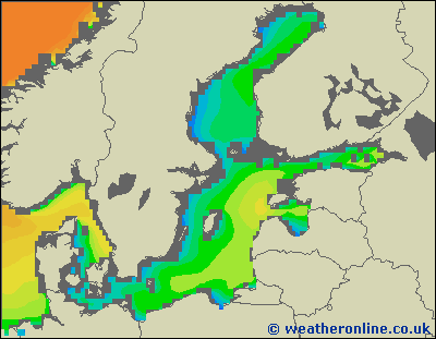 Morze Bałtyckie SE - wysokości fali morskiej - pon., 22.10. 14:00 CEST