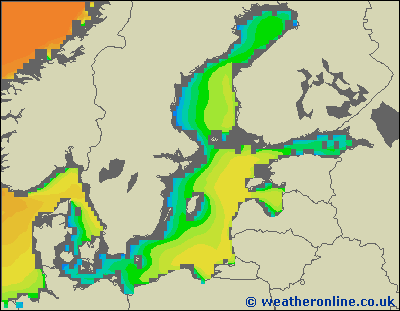 Morze Bałtyckie SE - wysokości fali morskiej - pon., 22.10. 20:00 CEST