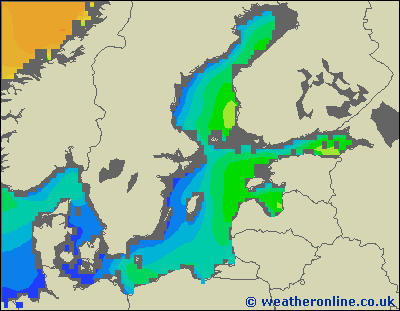 Morze Bałtyckie SE - wysokości fali morskiej - pon., 25.02. 19:00 CET