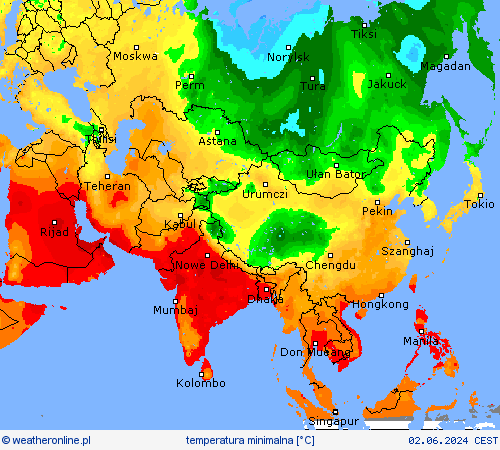 temperatura minimalna mapy prognostyczne