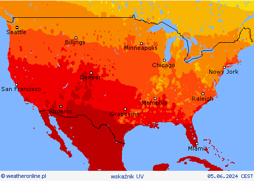 wskaźnik UV mapy prognostyczne