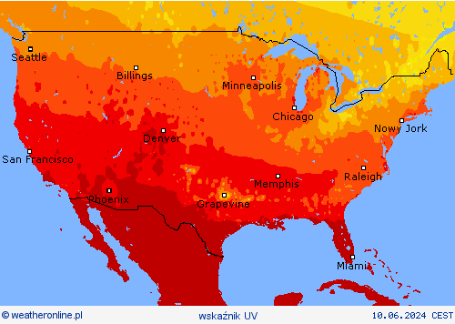 wskaźnik UV mapy prognostyczne