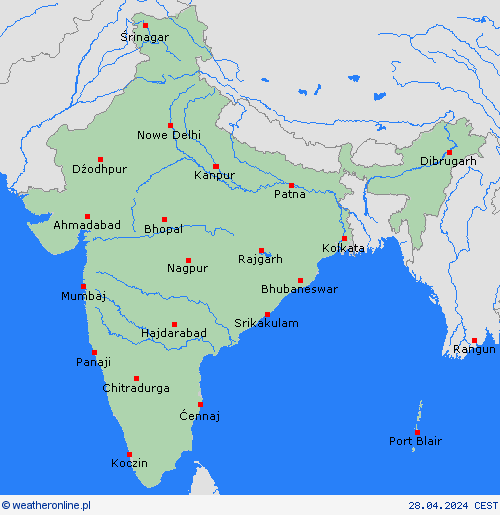  Indie Azja mapy prognostyczne