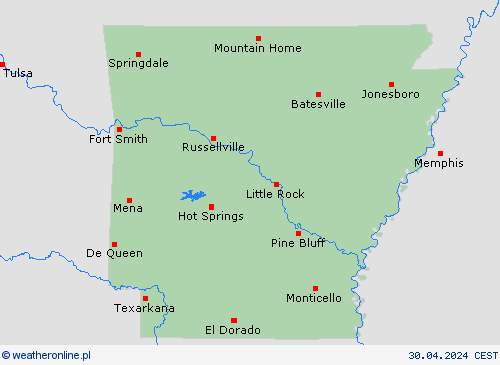  Arkansas Ameryka Północna mapy prognostyczne