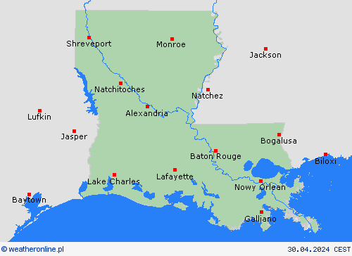  Luizjana Ameryka Północna mapy prognostyczne