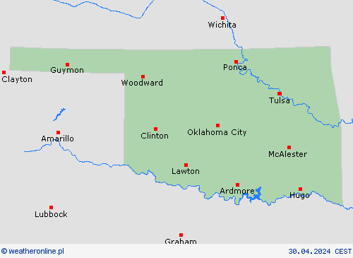  Oklahoma Ameryka Północna mapy prognostyczne