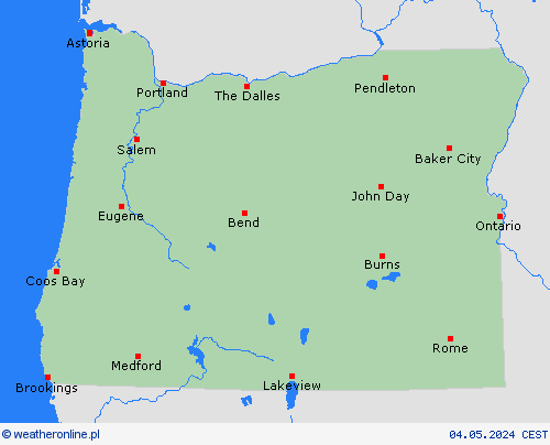  Oregon Ameryka Północna mapy prognostyczne