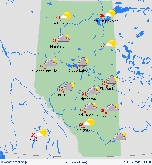 przegląd Alberta Ameryka Północna mapy prognostyczne
