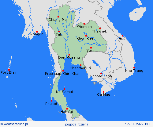 przegląd Tajlandia Azja mapy prognostyczne