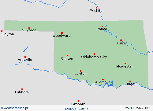 przegląd Oklahoma Ameryka Północna mapy prognostyczne