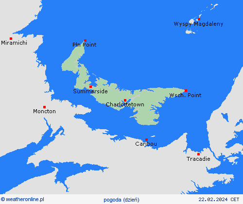 przegląd Wyspy Księcia Edwarda Ameryka Północna mapy prognostyczne