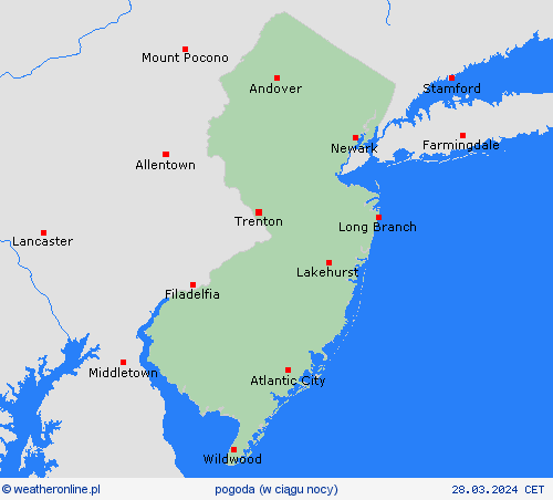 przegląd New Jersey Ameryka Północna mapy prognostyczne